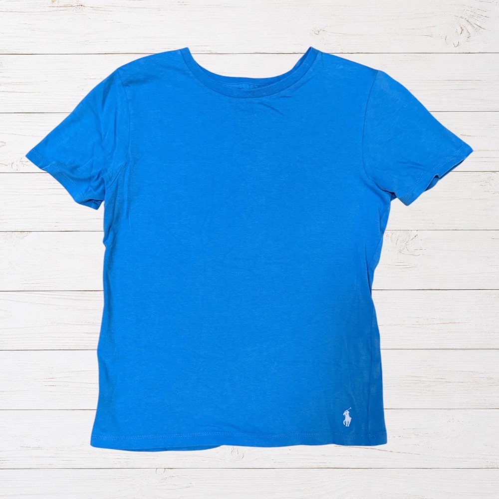 Polo Ralph Lauren Girls Blue T-Shirt Embroidered Pony Cotton Stretch M 8-11